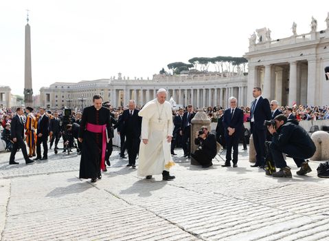 VATICAN: Pope Francis attends his Jubilee audience in Saint-Peter's Square at the Vatican on April 9, 2016.