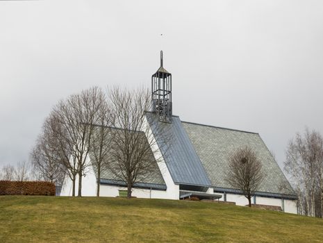 Lommedalen Church, a modern church built in medieval style, in Lommedalen near Oslo in Norway.