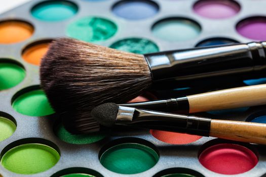 set of decorative cosmetics, Eyeshadow Palette and brush