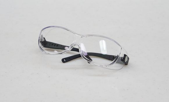 Safety glasses for personal protection during medical procedures at hospital.