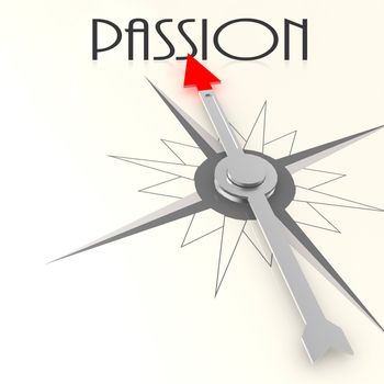 Compass with passion word image with hi-res rendered artwork that could be used for any graphic design.