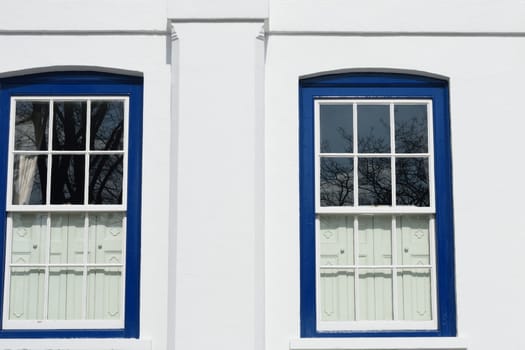 Pair of vintage blue windows