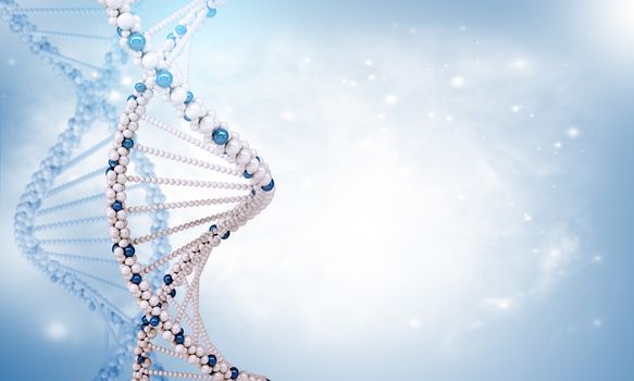 DNA molecule on blue background, science concept