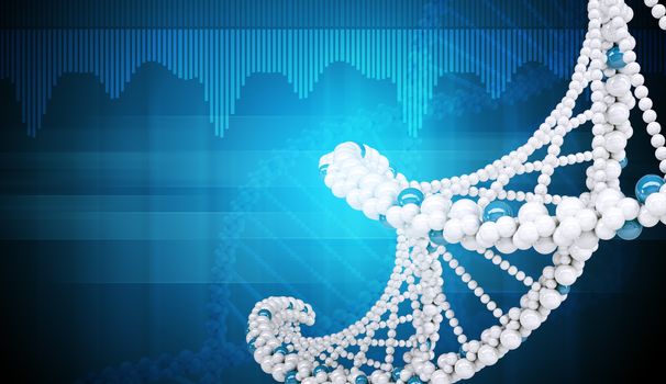 DNA molecule on dark blue background, abstract background