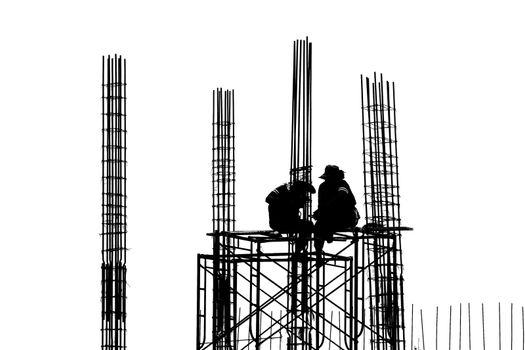 Silhouette of construction workers