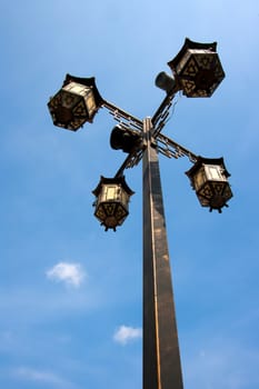 A 4 way lamppost in chinese style.Thailand.