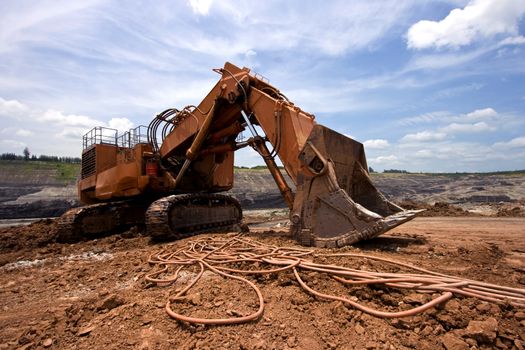 track-type loader excavator machine doing earthmoving