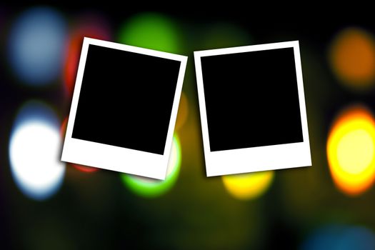 Blank photo frame on colorful bokeh background