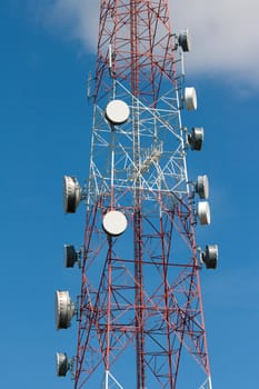 Telecommunication tower under blue sky