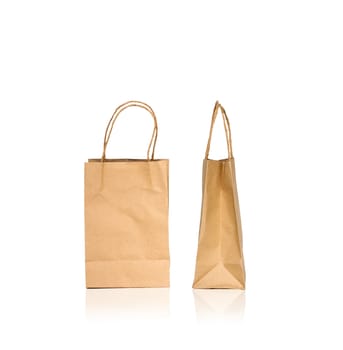 Brown paper bag on white background