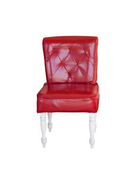 red vintage leather chair isolated on white.