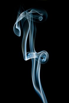 Abstract blue smoke isolated on black