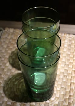 Close up picture of empty glasses in restaurant