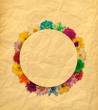 Arrangement Watercolor flower frame on brown paper background