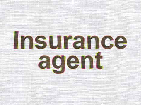 Insurance concept: CMYK Insurance Agent on linen fabric texture background