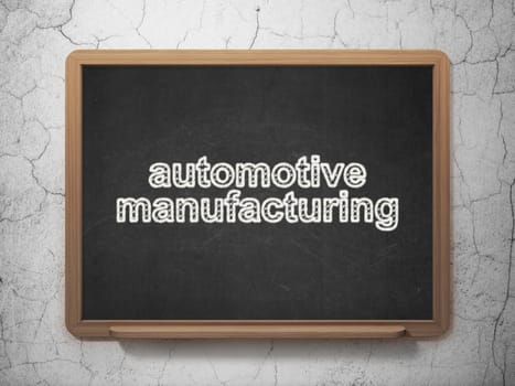 Industry concept: text Automotive Manufacturing on Black chalkboard on grunge wall background, 3D rendering