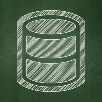 Software concept: Database icon on Green chalkboard background