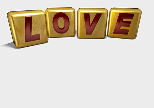 The LOVE word made of blocks with letters