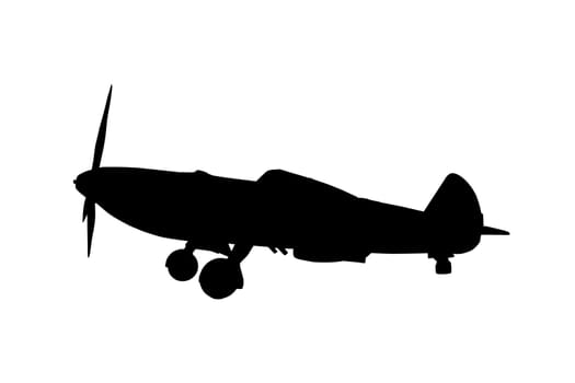 Silhouette of an airplane isolated on white background.