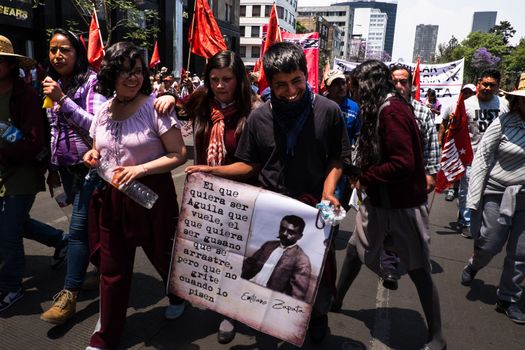 MEXICO, Mexico City: Hundreds march through Mexico City on April 11, 2016 — the day following revolutionary Emiliano Zapata's death anniversary — to draw attention to desires of several indigenous communities. Campesinos, people who live in the rural areas- from all Mexican states, came to the capital to express their discontent with the government. The demonstration was also held to commemorate the famous revolutionary Emilio Zapata.