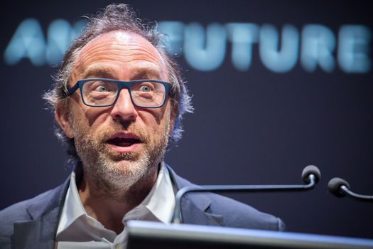 CANADA, Montreal: American co-founder of online encyclopedia Wikipedia and internet entrepreneur Jimmy Wales delivers a speech during a conference held by the Board of Trade of Metropolitan Montreal (CMM in French), in Montreal, Quebec, on April 11, 2016.