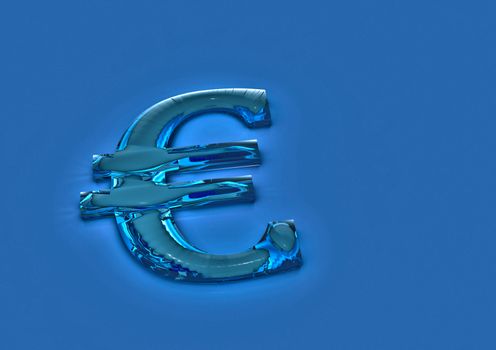 Dimensional sign of the European euro in color flag of Europe.
