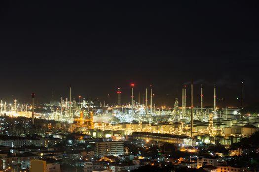 night Oil refinery industry big Beautiful night .