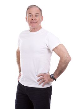 handsome caucasian man wearing summer outfit on white background