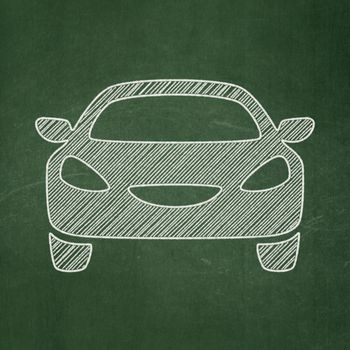 Travel concept: Car icon on Green chalkboard background