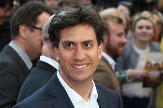 ENGLAND, London: Edward Miliband attends the Florence Foster Jenkins premiere, on April 12, 2016, at the Odeon Leicester Square.The film stars Meryl Streep, who plays Florence Foster Jenkins, Hugh Grant, and Simon Helberg. It is based on the real life story of an heiress who wanted to become an opera singer,despite having a horrible voice. 