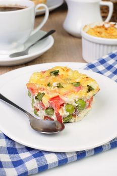 Baked vegetable casserole portion ham with cheese