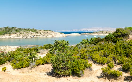 The pristine coastline and crystal clear water of the island of Rab, Croatia.