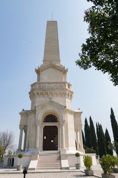 CUSTOZA, ITALY - CIRCA APRIL 2015: Ossuary of Custoza was erected in 1879 to keep the remains of the fallen of the First and Third Italian War of Independence (in 1848 and 1866 respectively).