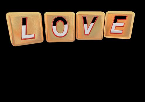 The LOVE word made of blocks with letters