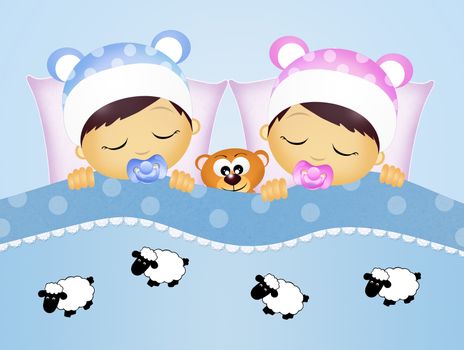 illustration of babies counting sheeps