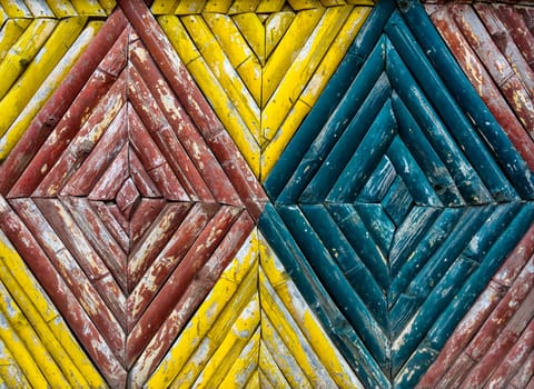 A colorful bamboo fence texture