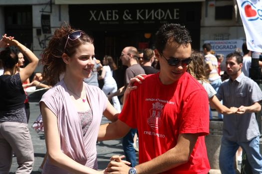 Public lesson of dance within manifestation Belgradization of Belgrade held on June 26, 2011 in Belgrade,Serbia