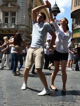 Public lesson of dance within manifestation Belgradization of Belgrade held on June 26, 2011 in Belgrade,Serbia