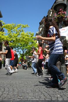 Public lesson of dance within manifestation Belgradization of Belgrade held on June 26, 2011 in Belgrade,Serbia