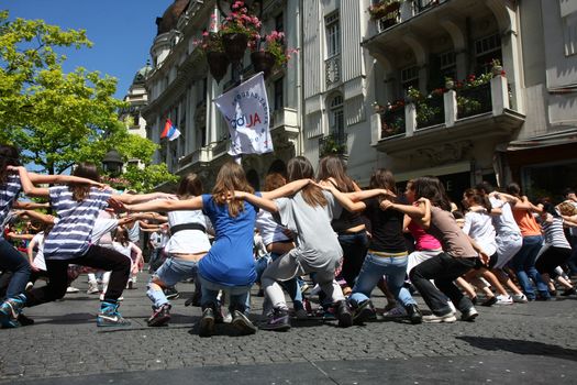 Public lesson of dance within manifestation Belgradization of Belgrade held on June 26, 2011 in Belgrade,Serbia