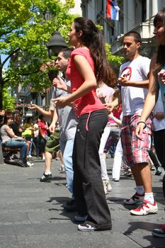 Public lesson of dance within manifestation Belgradization of Belgrade held on June 26, 2011 in Belgrade,Serbia