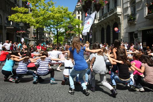 Public lesson of dance within manifestation Belgradization of Belgrade held on June 26, 2011 in Belgrade,Serbia