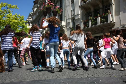 Public lesson of dance within manifestation Belgradization of Belgrade held on June 26, 2011 in Belgrade,Serbia