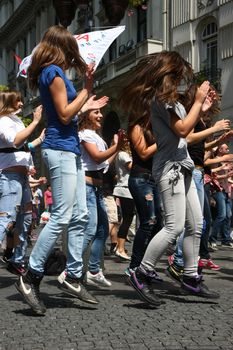 Public lesson of dance within manifestation Belgradization of Belgrade held on June 26, 2011 in Belgrade,Serbia