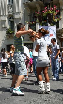 Public lesson of dance within manifestation Belgradization of Belgrade held on June 26, 2011 in Belgrade,Serbia