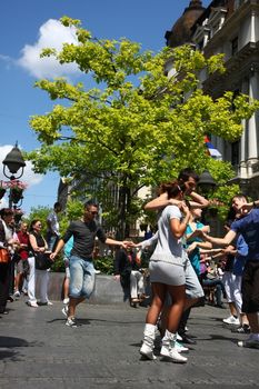 Public lesson of dance within manifestation Belgradization of Belgrade held on June 26, 2011 in Belgrade,Serbia