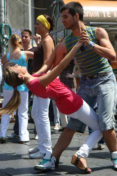 Public lesson of dance within manifestation Belgradization of Belgrade held on June 26, 2011 in Belgrade,Serbia