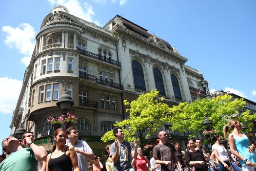 Public lesson of dance within manifestation Belgradization of Belgrade held on June 26, 2011 in Belgrade,Serbia