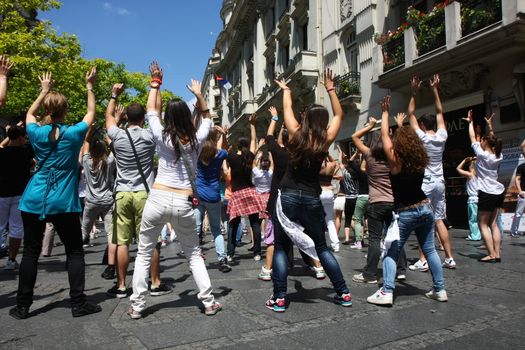 Public lesson of dance within manifestation Belgradization of Belgrade held on June 26, 2011 in Belgrade,Serbia