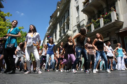 Public lesson of dance within manifestation Belgradization of Belgrade held on June 26, 2011 in Belgrade,Serbia